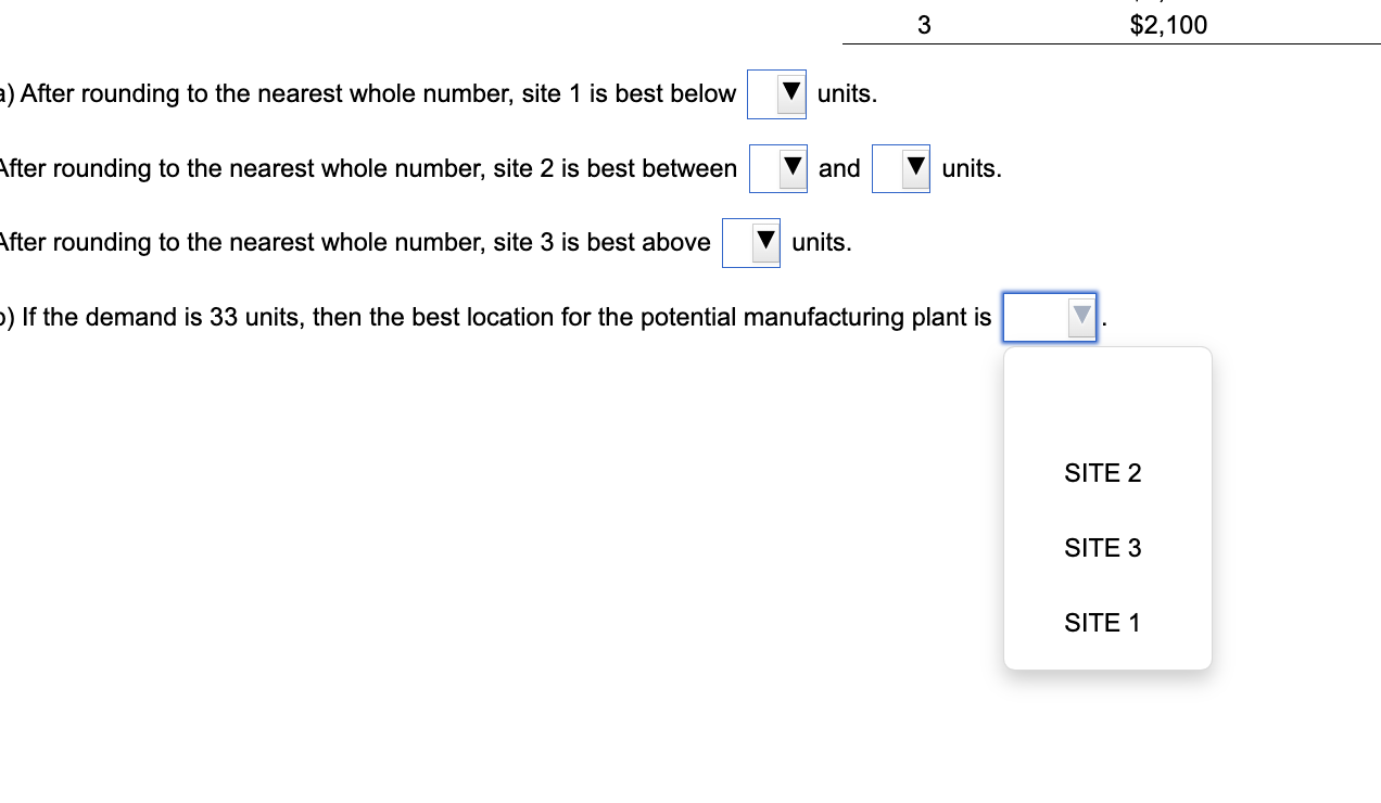 After rounding to the nearest whole number, site 1 is best below