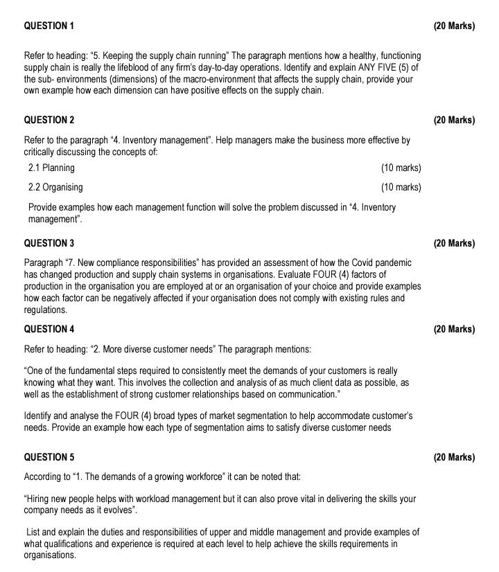  Read the case study below and answer ALL the questions that