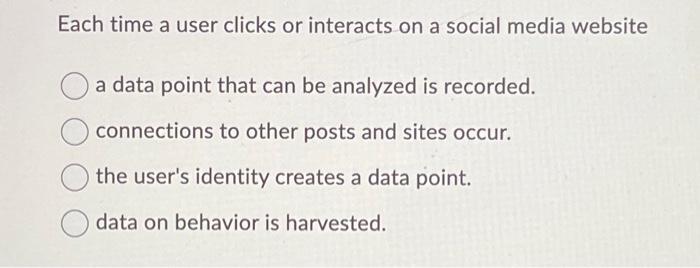  Each time a user clicks or interacts on a social media