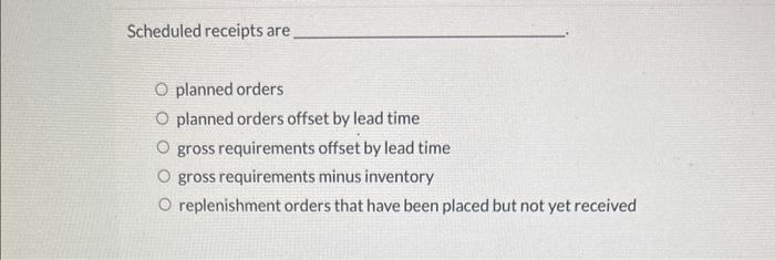  Scheduled receipts are planned orders planned orders offset by lead time