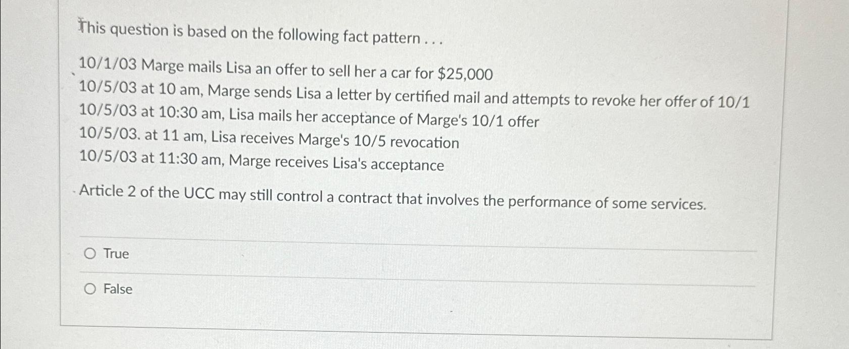  This question is based on the following fact pattern ... 10/1/03