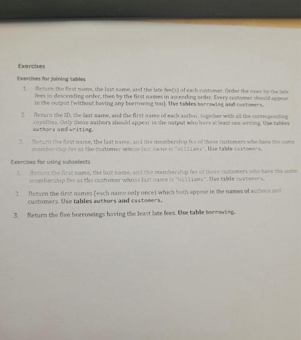 Database. sql developer Exercises for joining tables 1. Return th - first
