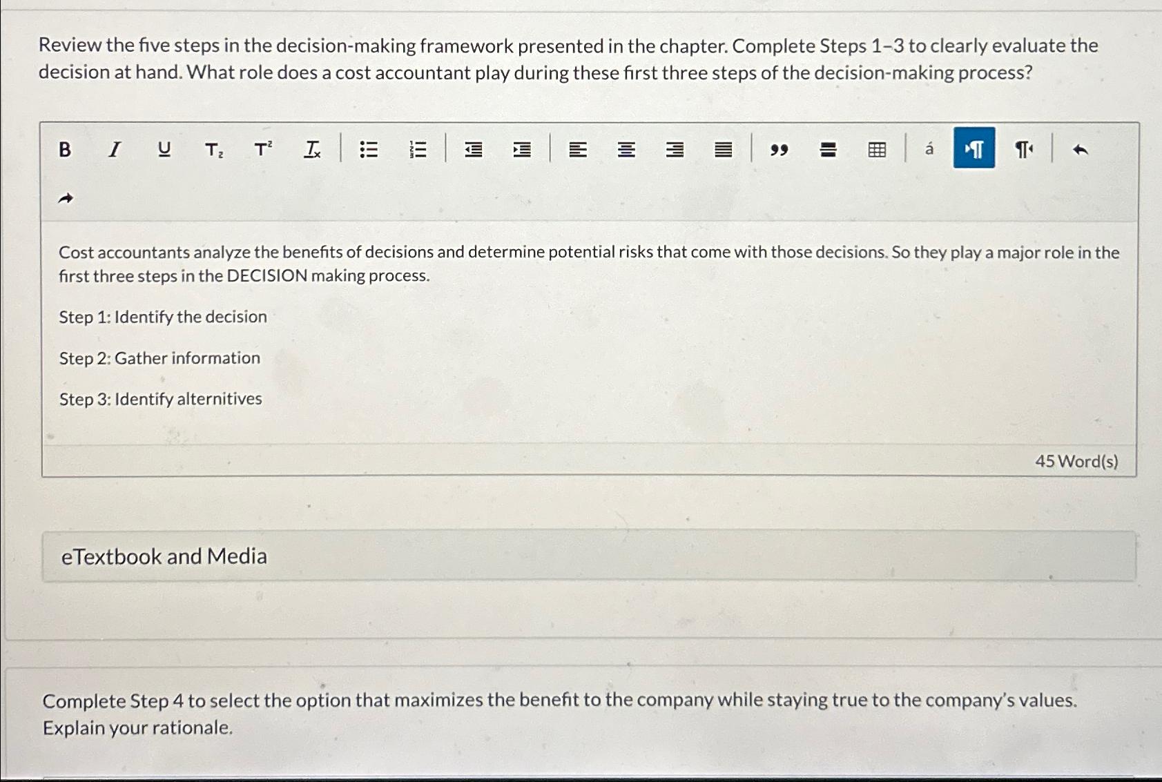 Review the five steps in the decision-making framework presented in the