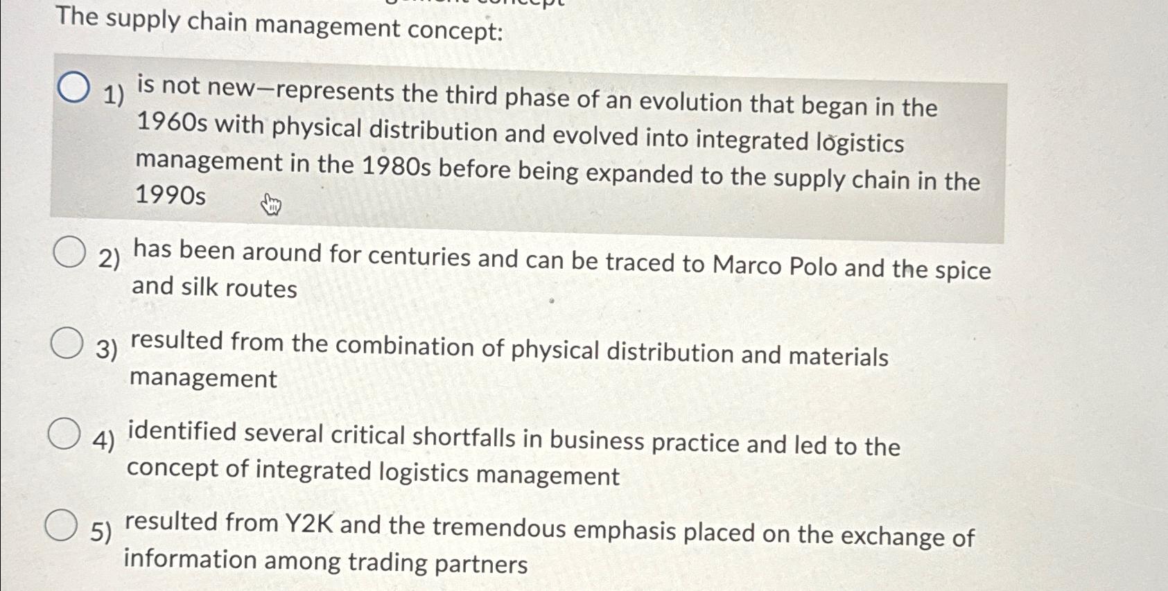  The supply chain management concept: is not new-represents the third phase