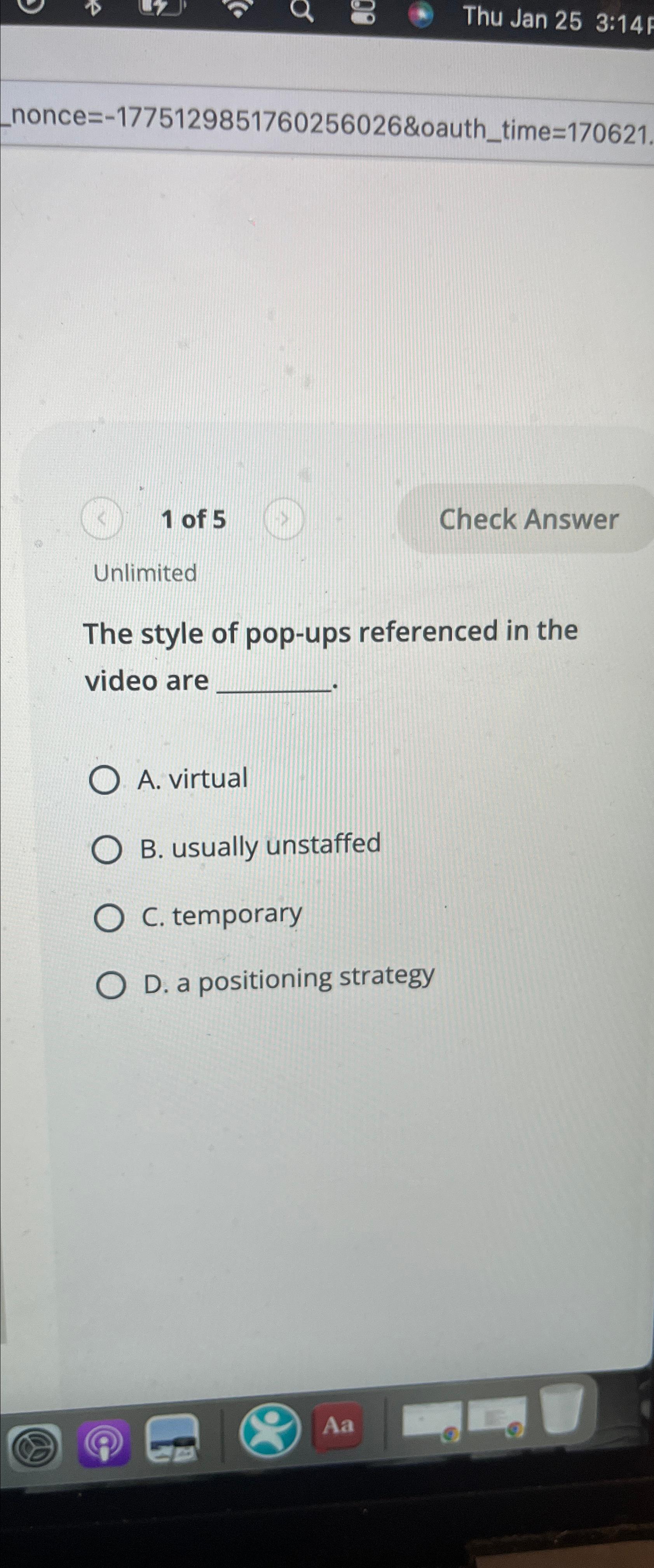  Thu Jan 253:14 nonce =-1775129851760256026& oauth_time =170621. 1 of 5 Check