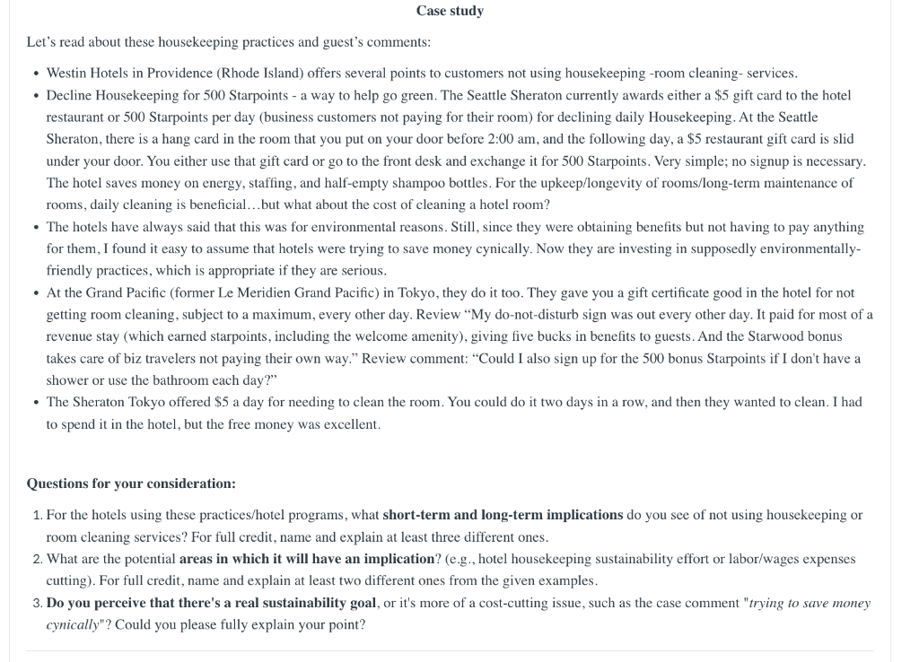  Let's read about these housekeeping practices and guest's comments: - Westin