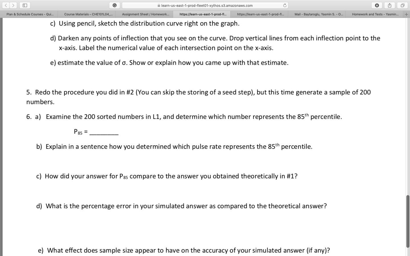 L1, and determine which number represents the 85'h percentile. P35 = b}