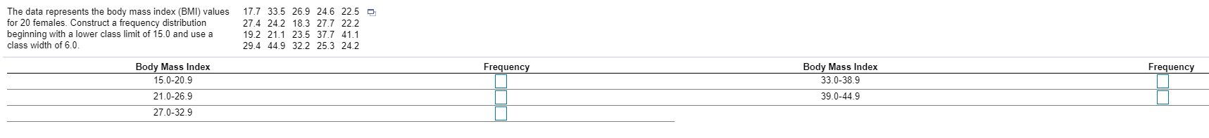 Hello, please help me solve this. The data represents the body mass