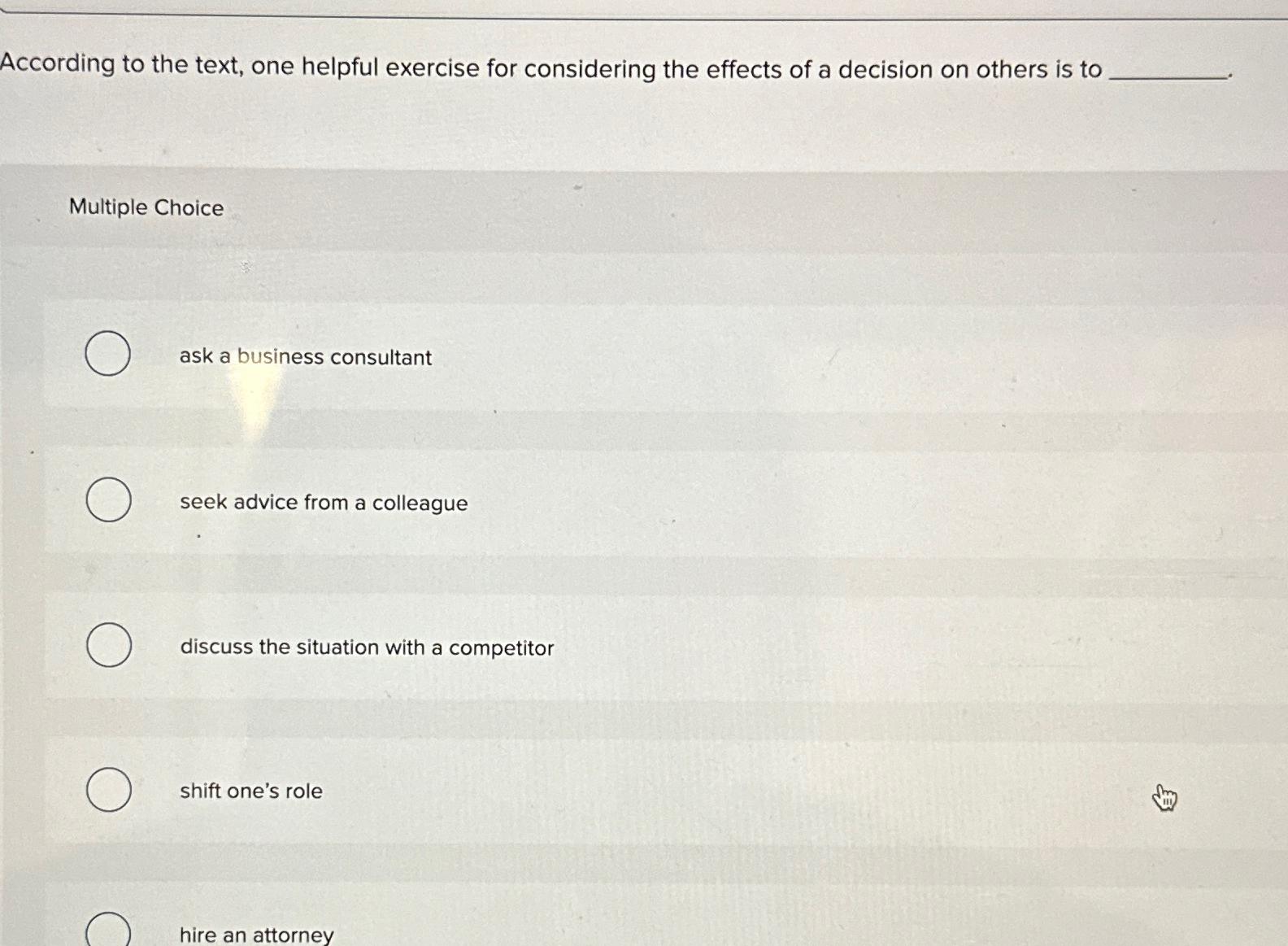  According to the text, one helpful exercise for considering the effects