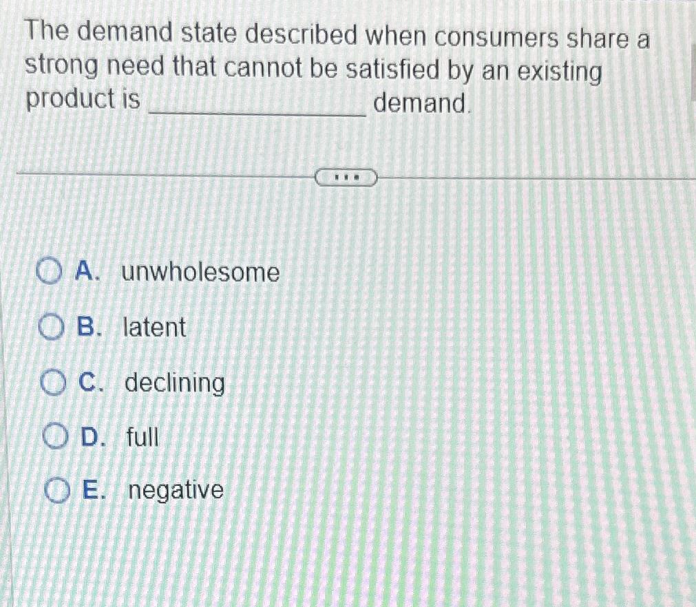  The demand state described when consumers share a strong need that