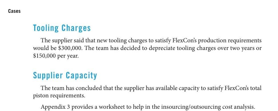 insourcing/ outsourcing decisions. FlexCon's Insourcing/Outsourcing of Pistons FlexCon, a $3 billion maker