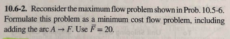 Please solve 10.6-2 by using 10.5-6 10.6-2. Reconsider the maximum flow problem