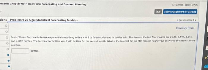 need help! asap! hment: Chapter 09 Homework: Forecasting and Demand Planning Assignment