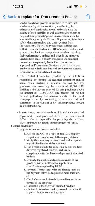 structured and systematic process for procuring goods and services. Back template for