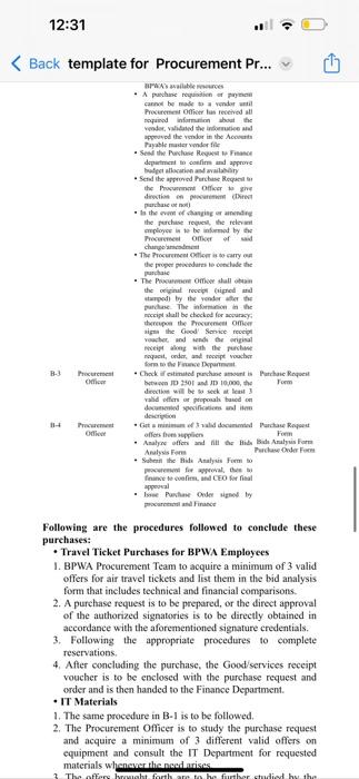 with the purchase request and is then handed to the Finance Department.