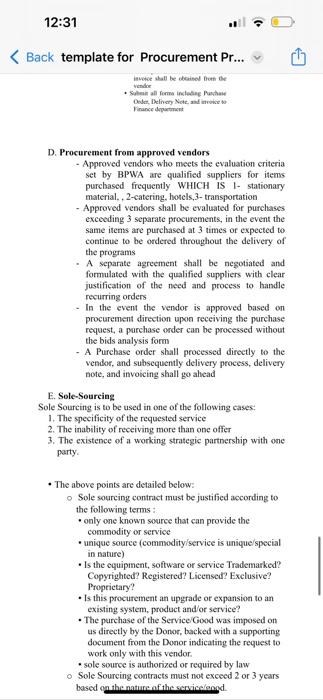 and description of items needed - Approve Budget - Issue a Purchase