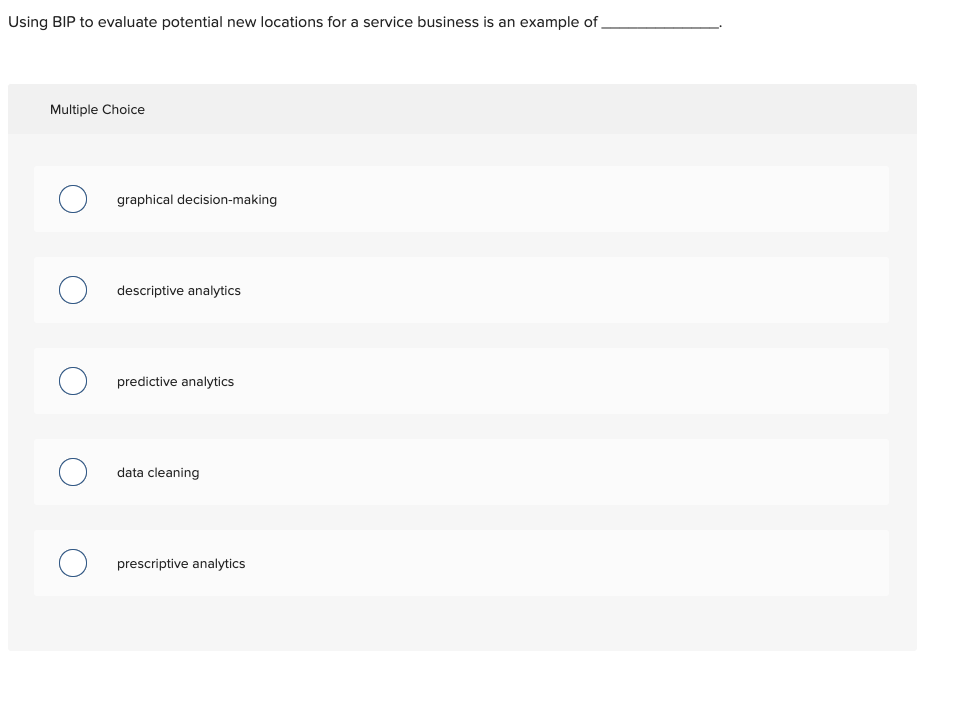  Using BIP to evaluate potential new locations for a service business