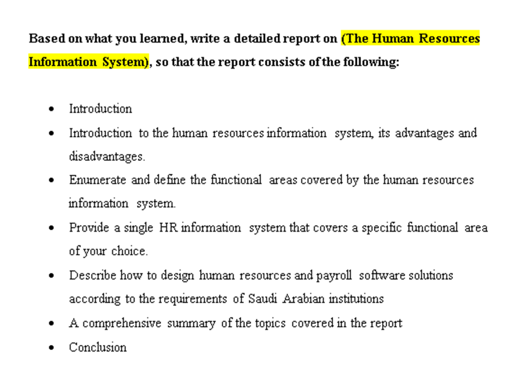  Based on what you learned, write a detailed report on (The