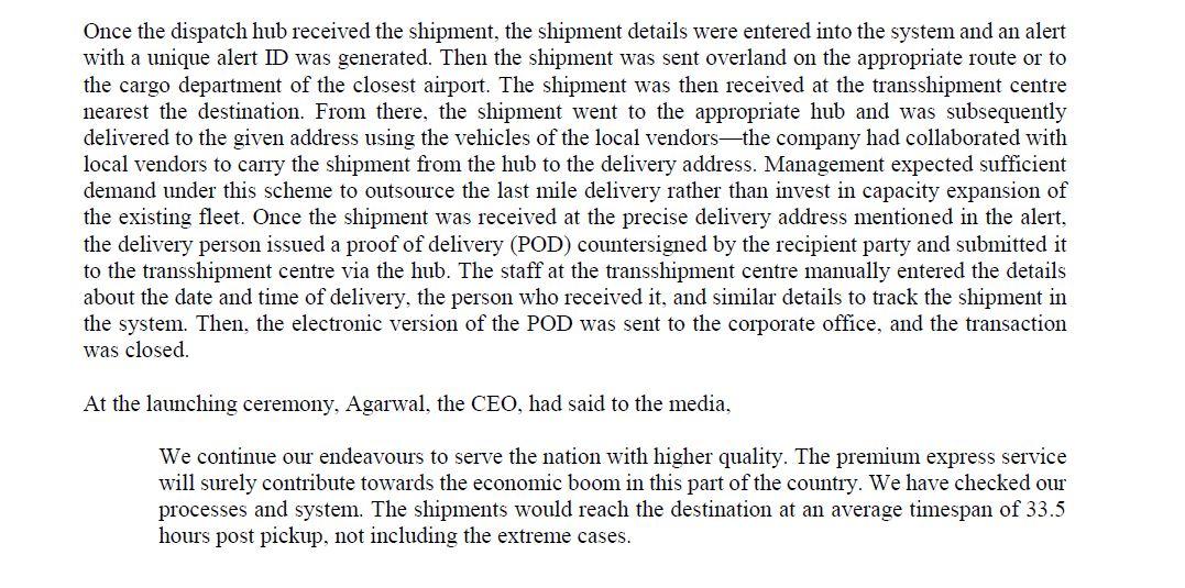 that the deliveries were made in 38.5 hours on average with a