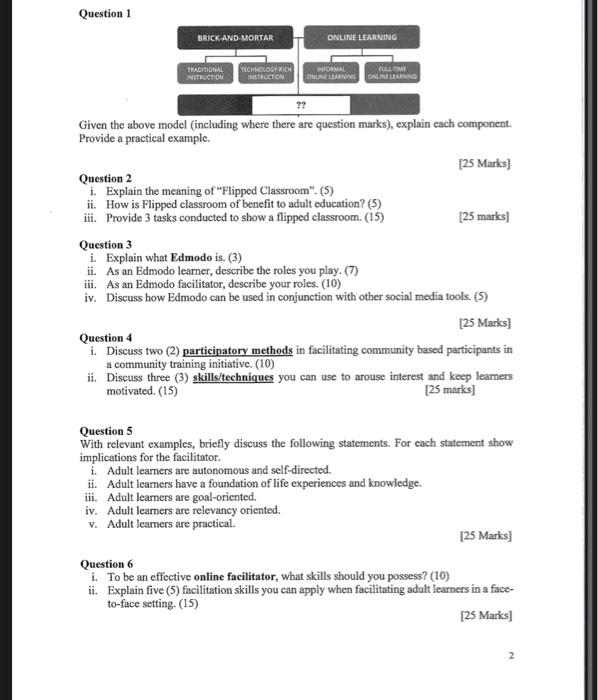  Given the above model (including where there are question marks), explain