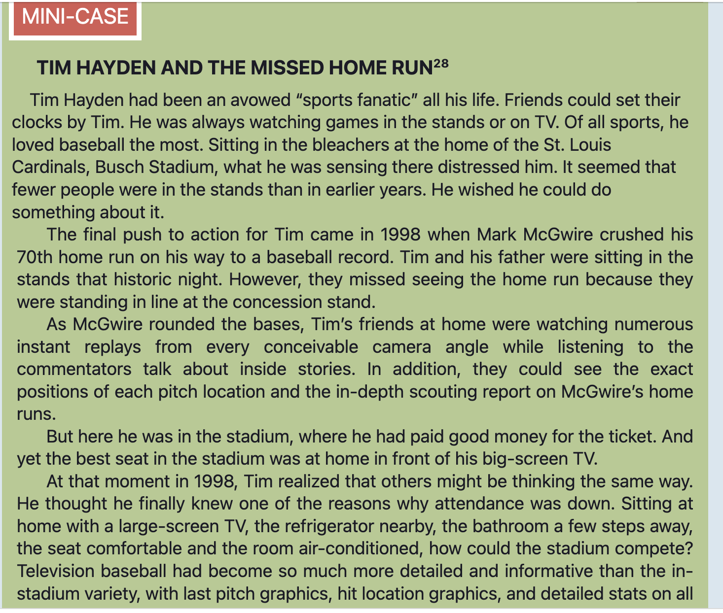 Write a narrative overall to introduce the case below to an audience