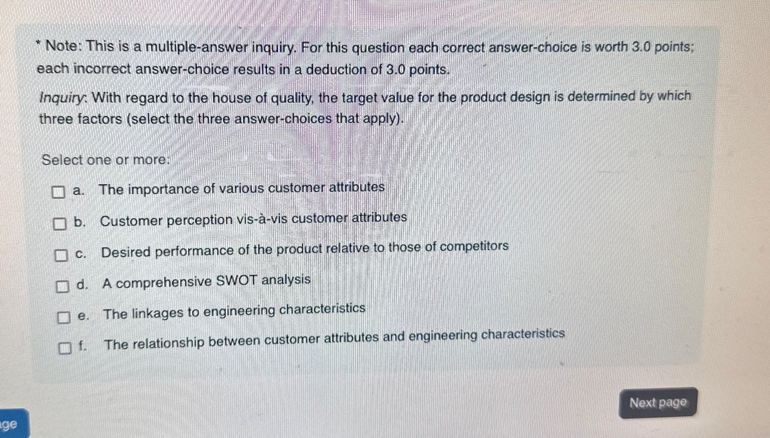  Note: This is a multiple-answer inquiry. For this question each correct