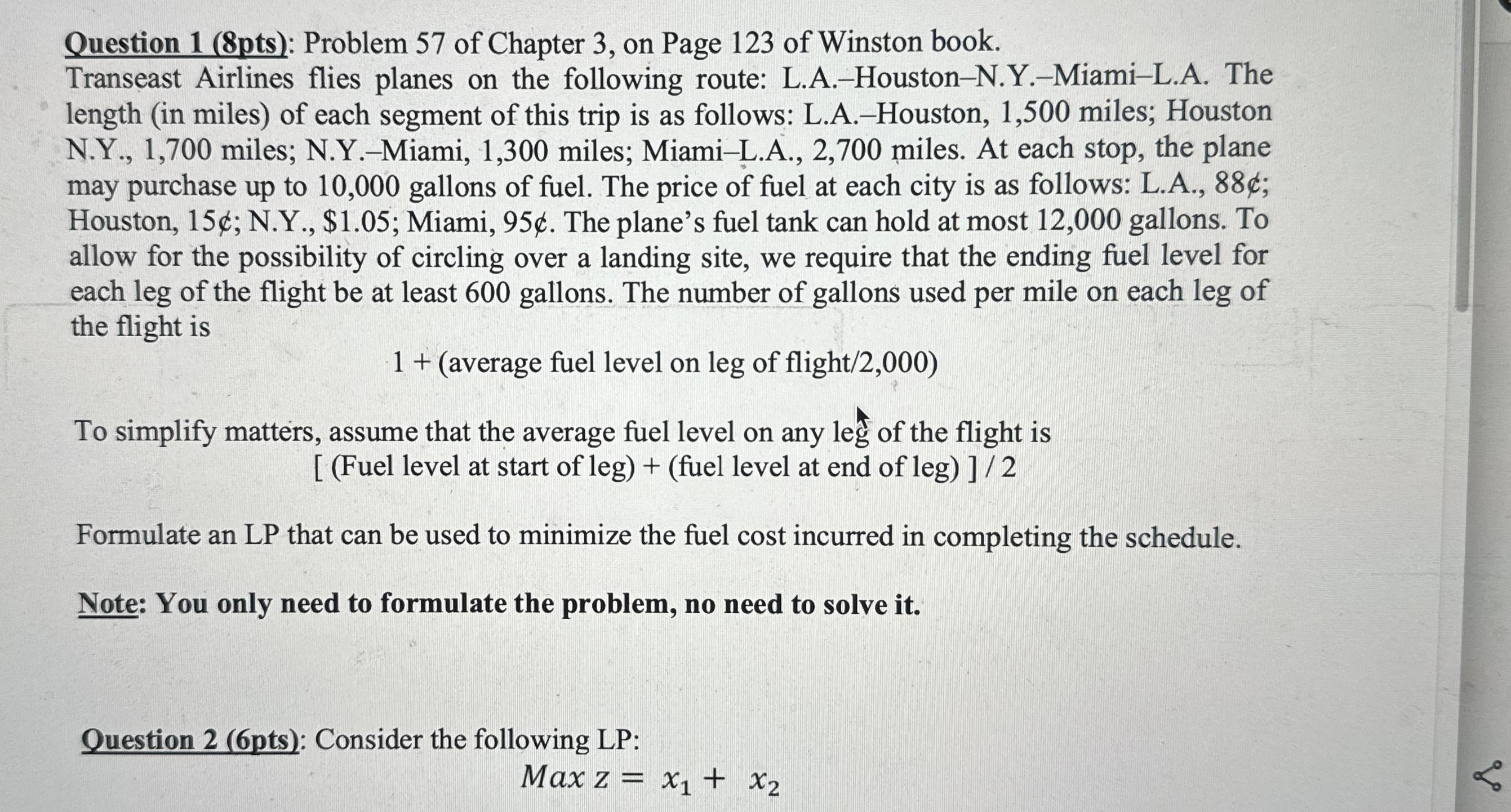  Question 1(8pts): Problem 57 of Chapter 3, on Page 123 of