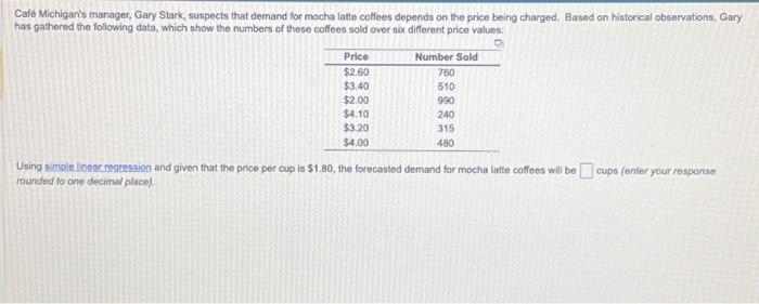  Cafb Michigar's manager, Gary Stark, suspects that demand lor mocha latte