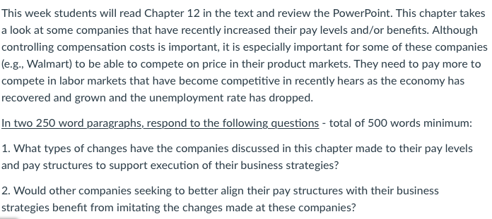  This week students will read Chapter 12 in the text and