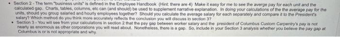 each of its business units and the president's pay. 3. An analysis
