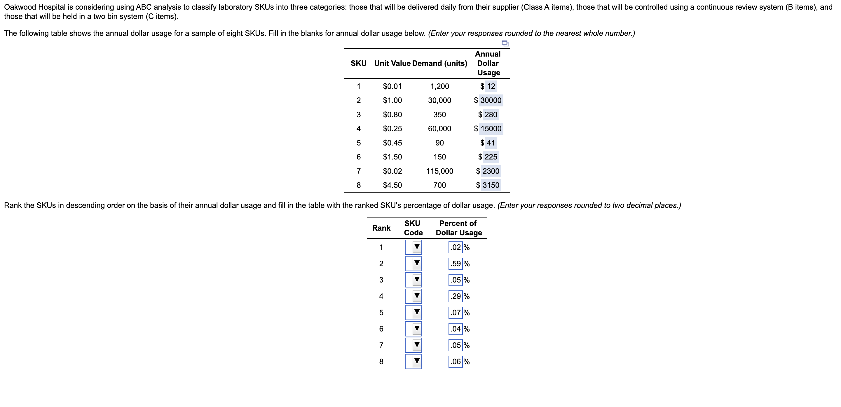  I need help with part 2 and finding the SKUs. Not