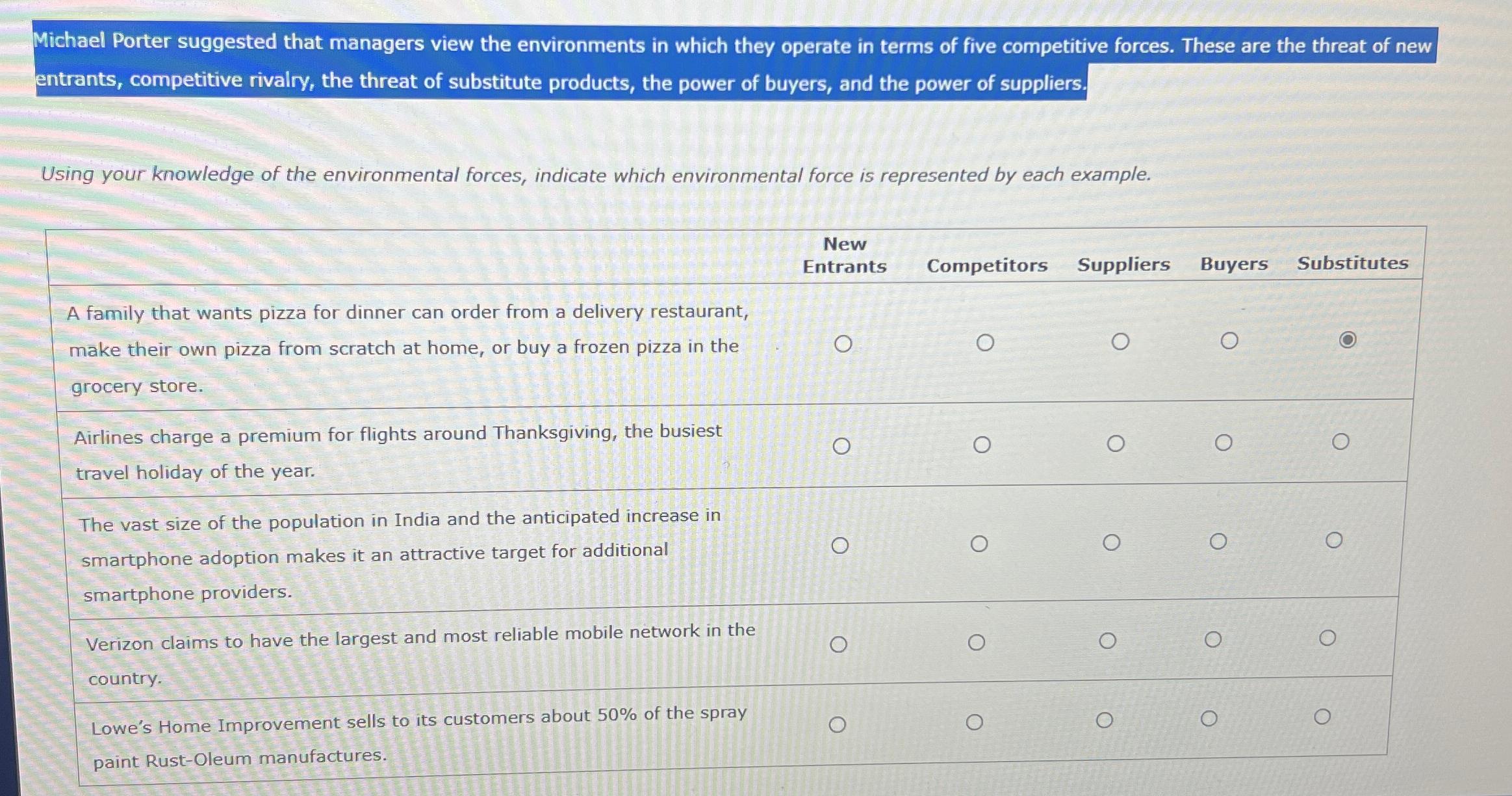 Michael Porter suggested that managers view the environments in which they