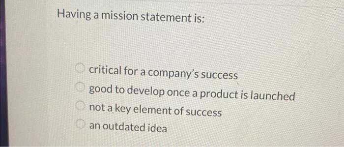 It's together Having a mission statement is: critical for a company's success
