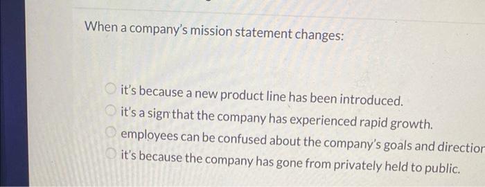 of success an outdated idea A mission statement: describes the management structure