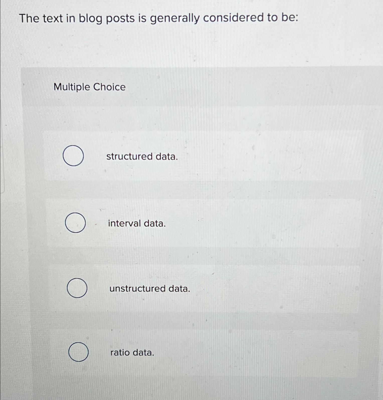  The text in blog posts is generally considered to be: Multiple