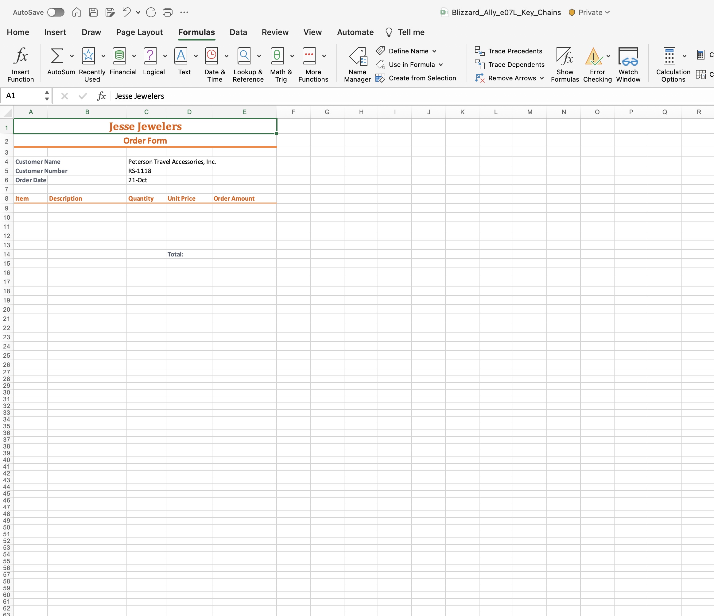 will need the following file: e07L_Key_Chains You will save your workbook as: