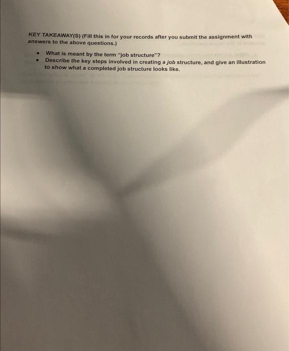  need help please i will rate KEY TAKEAWAY(S) (Fill this in