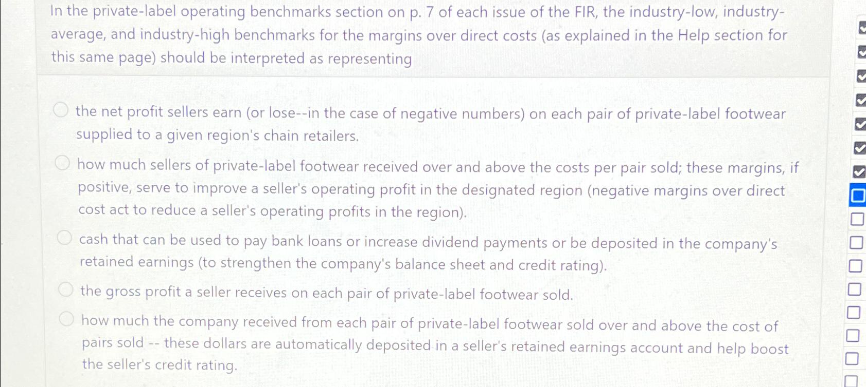 In the private-label operating benchmarks section on p.7 of each issue