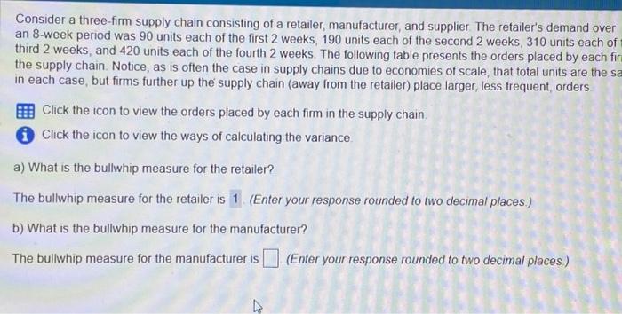 the answer is not 0 Consider a three-firm supply chain consisting of