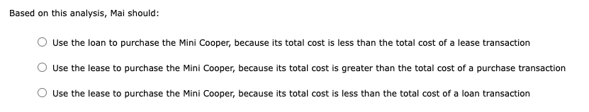 the options and analyze the consequences of lease jersus purchase decision. The