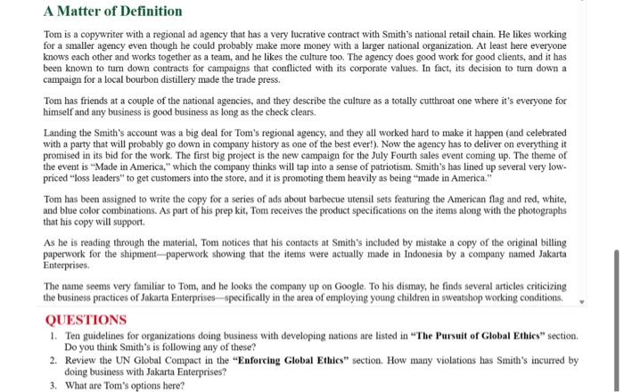 pls answer questions.. will give a thumbs up A Matter of Definition