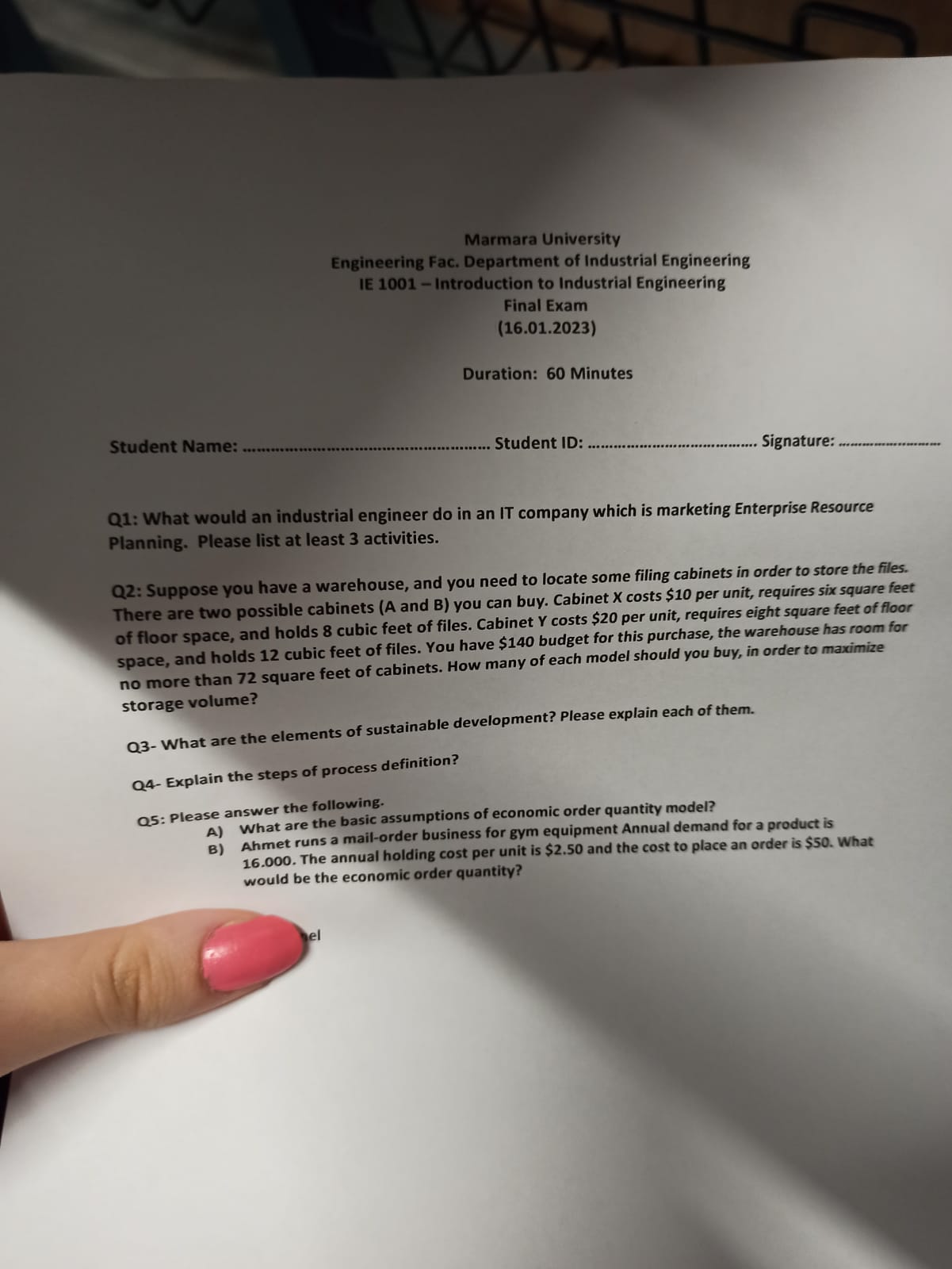  Q1: What would an industrial engineer do in an IT company