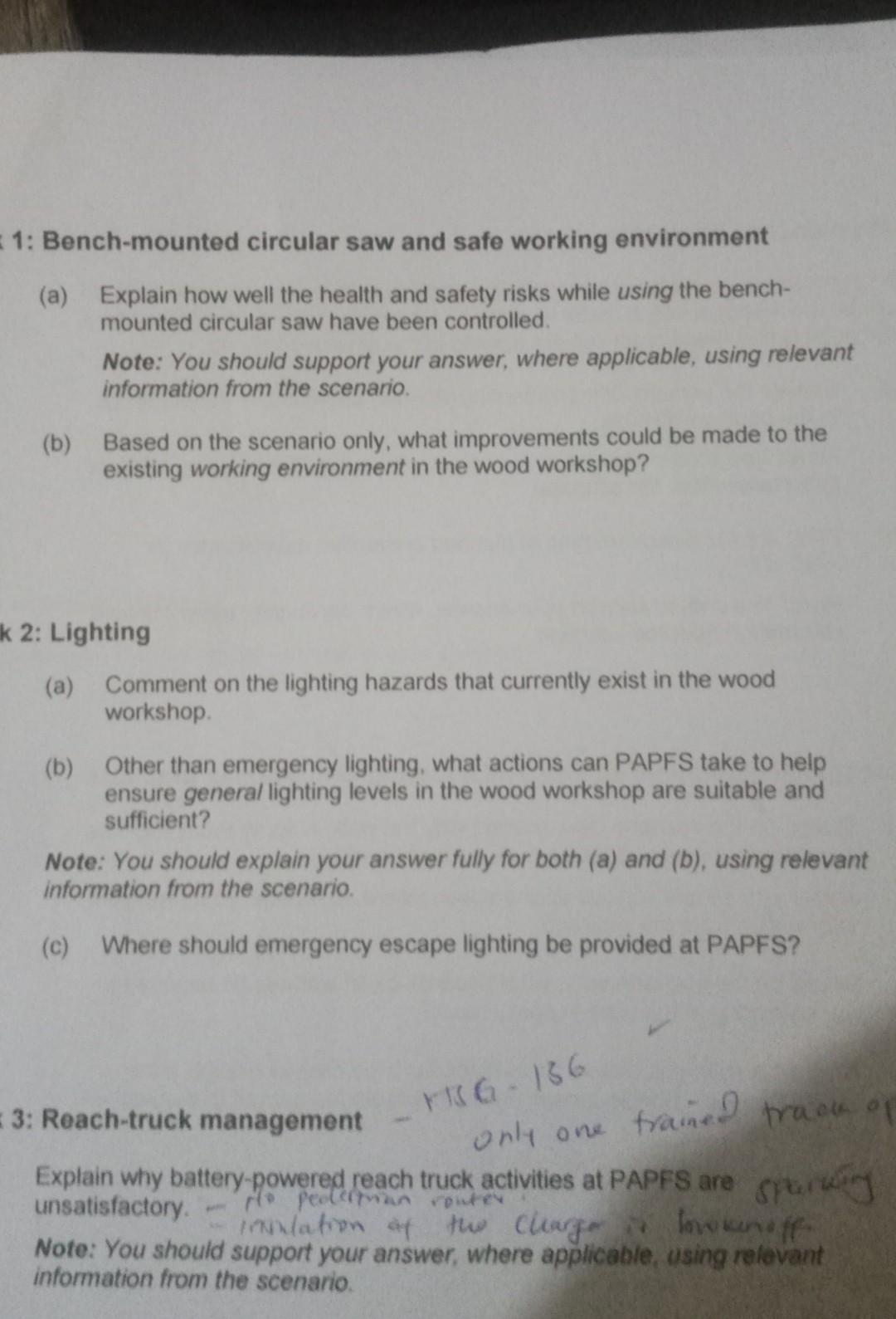 Based on the scenario only, what improvements could be made to the