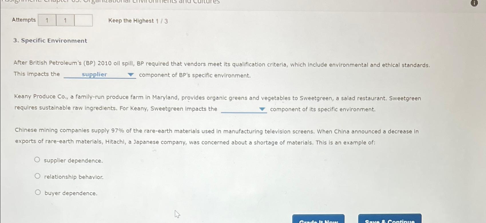  Attempts 1 1 Keep the Highest 13 3. Specific Environment After