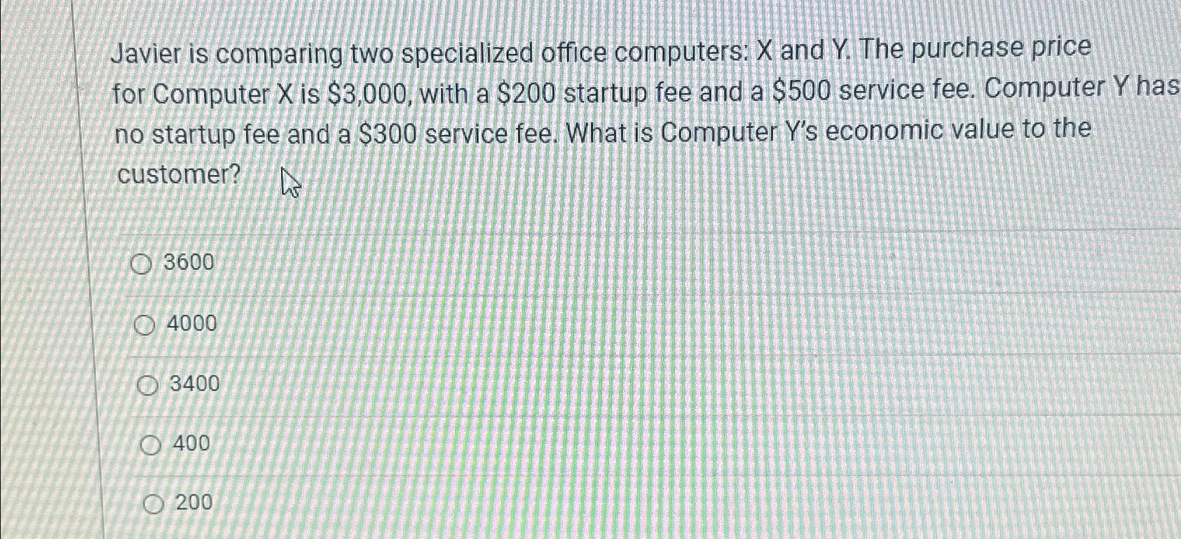  Javier is comparing two specialized office computers: x and Y. The