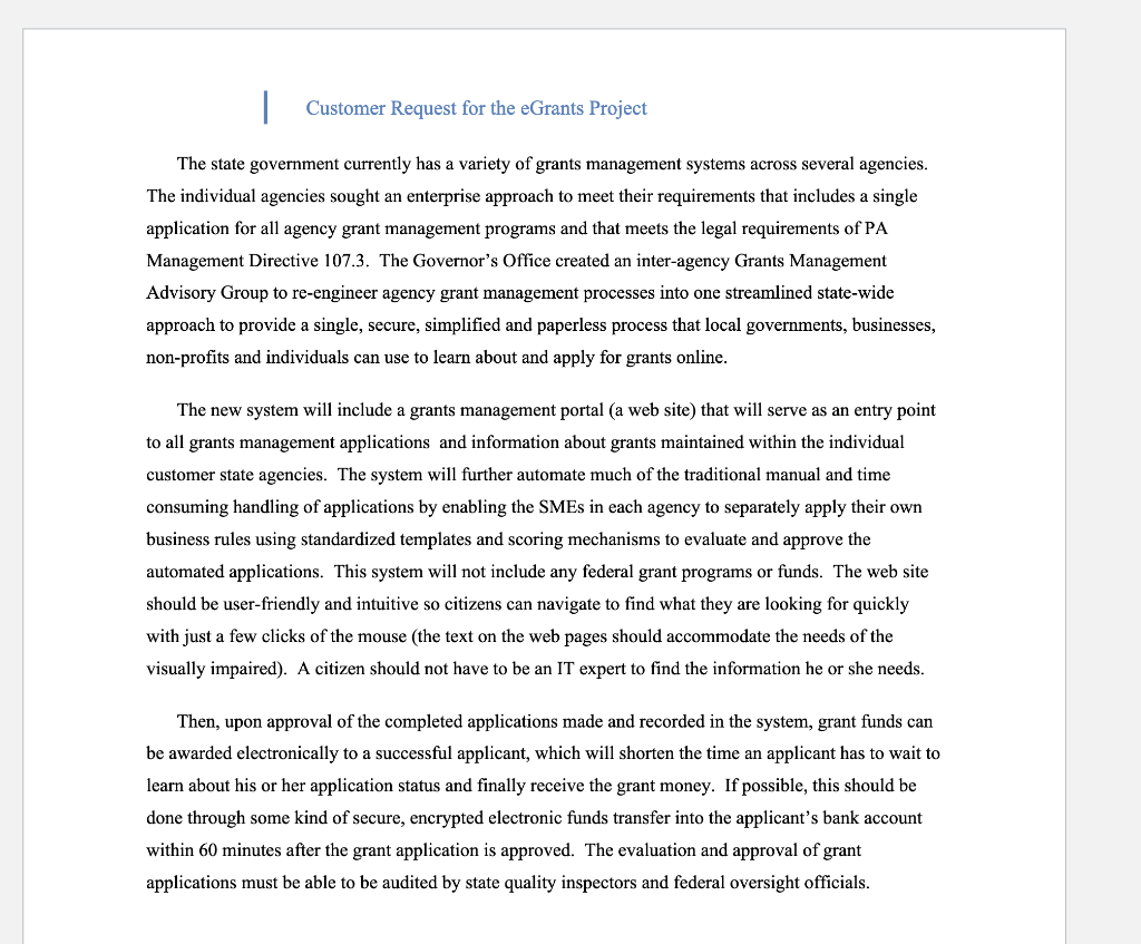 . Comments and Questions for eGrants Interview. Please, write an interview question