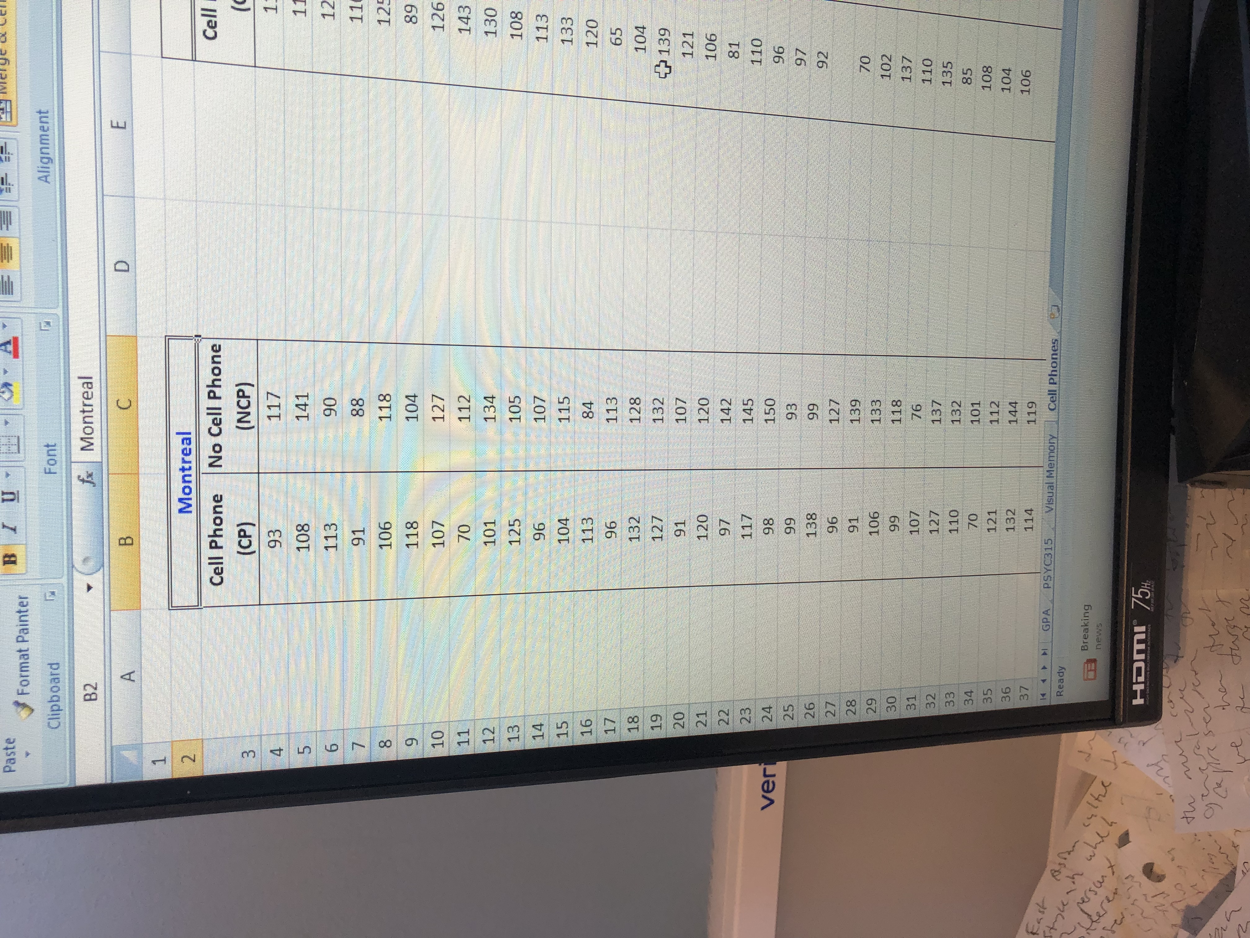 Paste Format Painter Alignment Clipboard Font B2 Montreal C D E