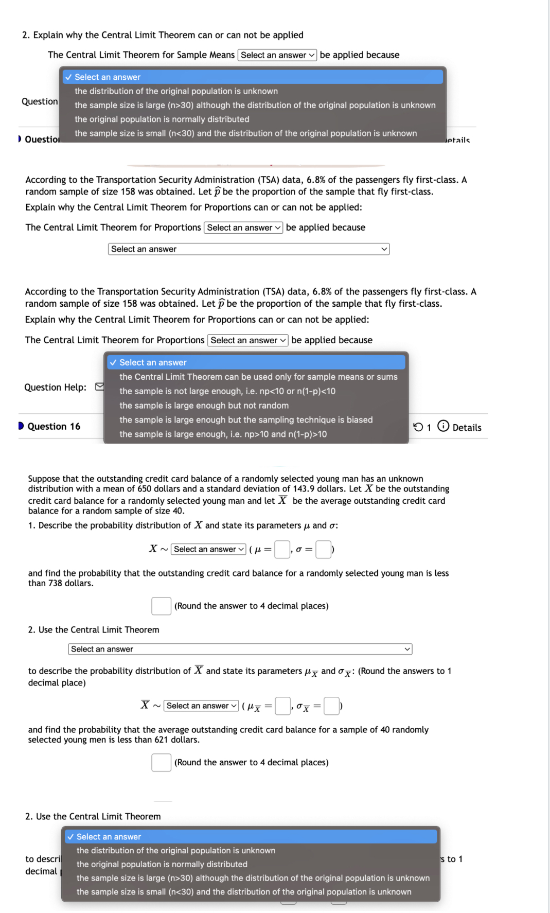 2. Explain why the Central Limit Theorem can or can not