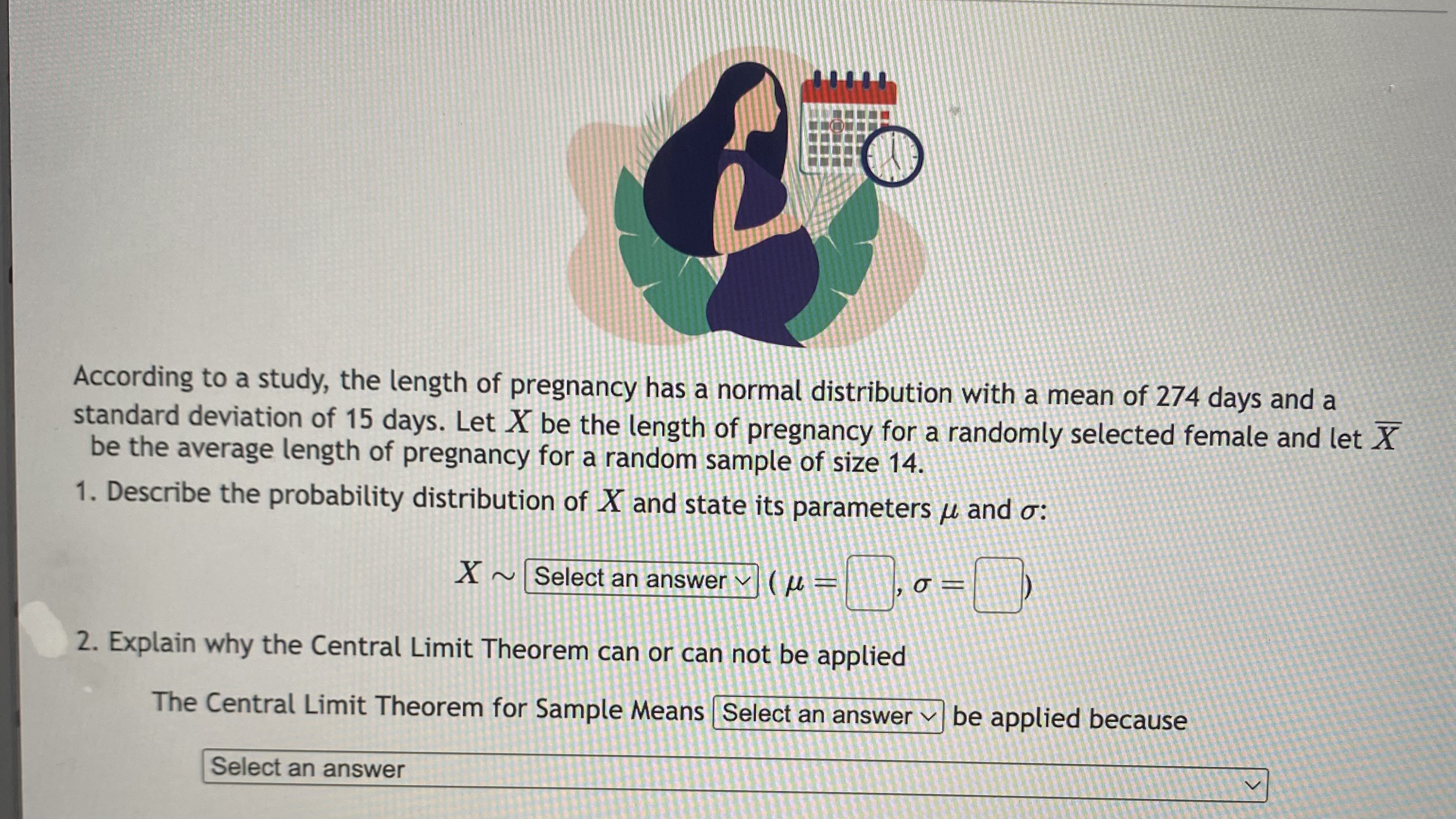 of a randomly selected young man has an unknown distribution with a