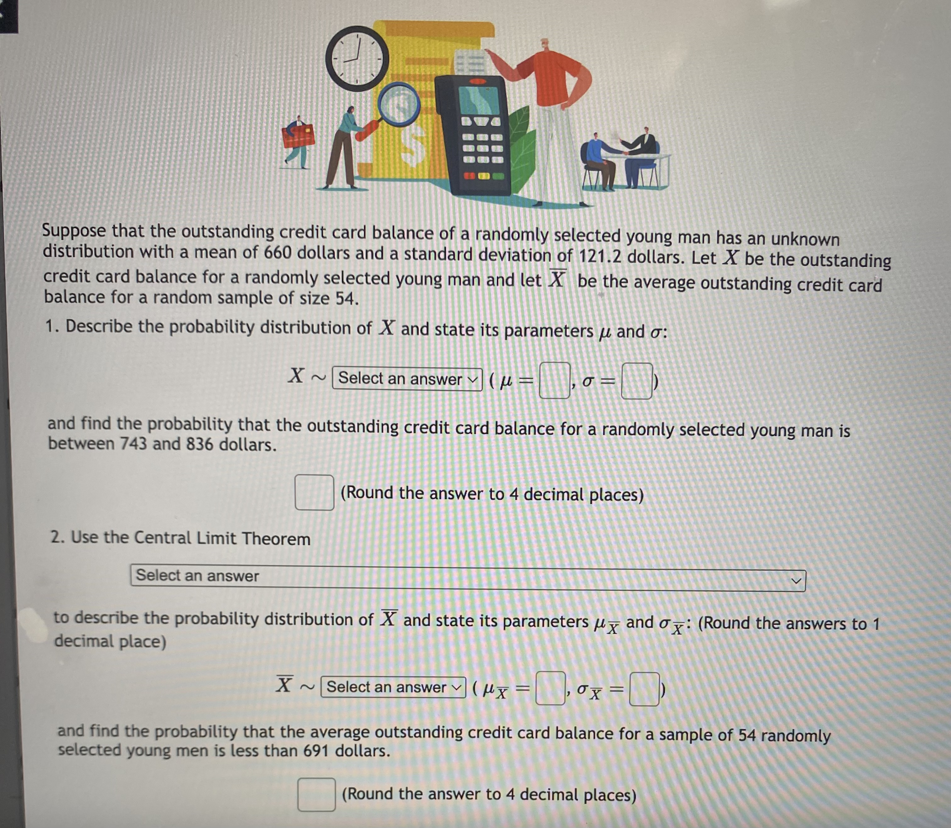 X be the outstanding credit card balance for a randomly selected young
